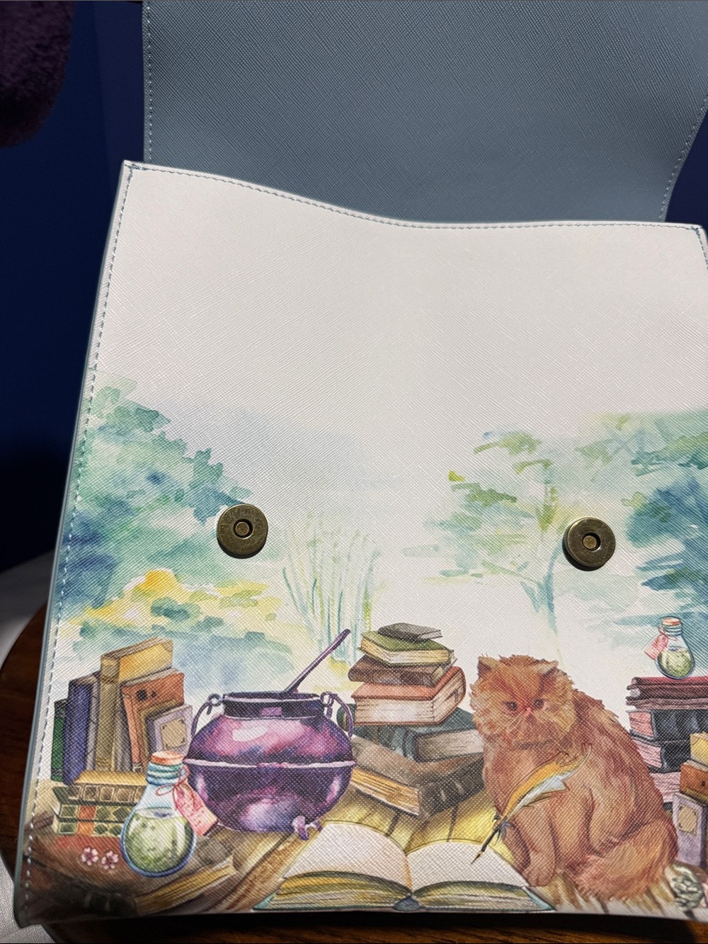 Loungefly Light Blue Floral Cat Spellbook Backpack - Picture 6 of 7